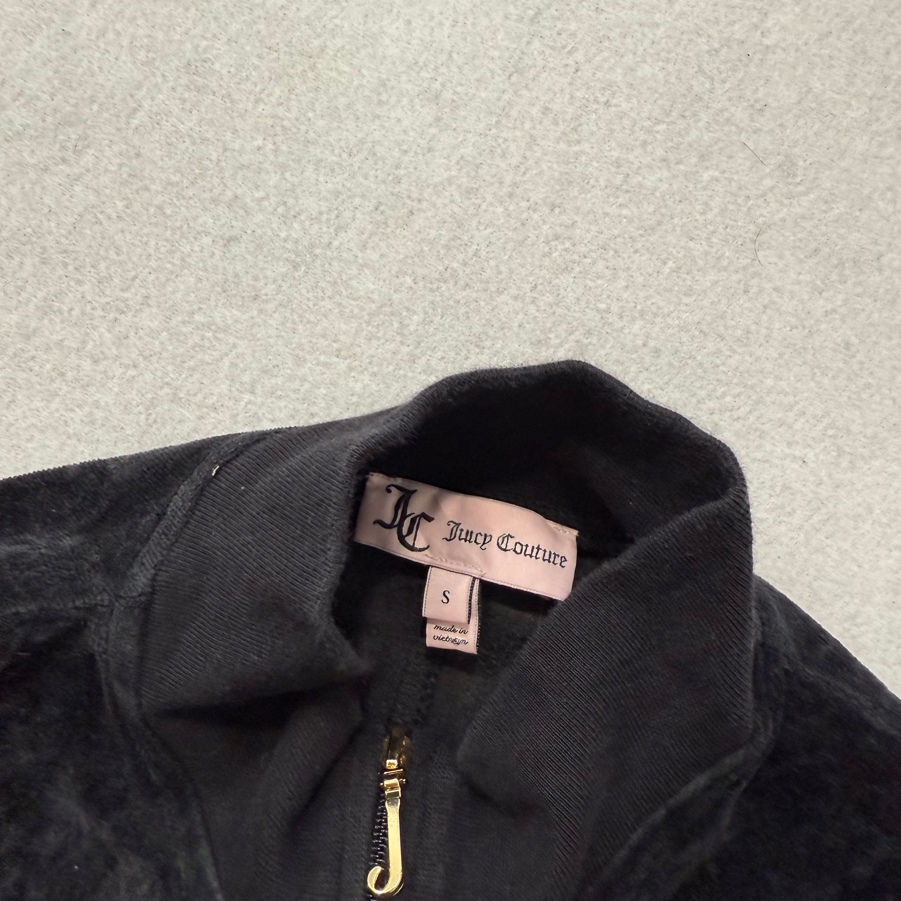 Juicy Couture Women's Black Velour Track Batwing Jacket Aesthetic Logo Size S-Coordom