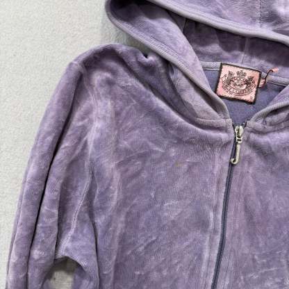 Juicy Couture All Hail Juicy Women's Lavender Velour Zip-Up Hoodie Y2k Size 12-Coordom