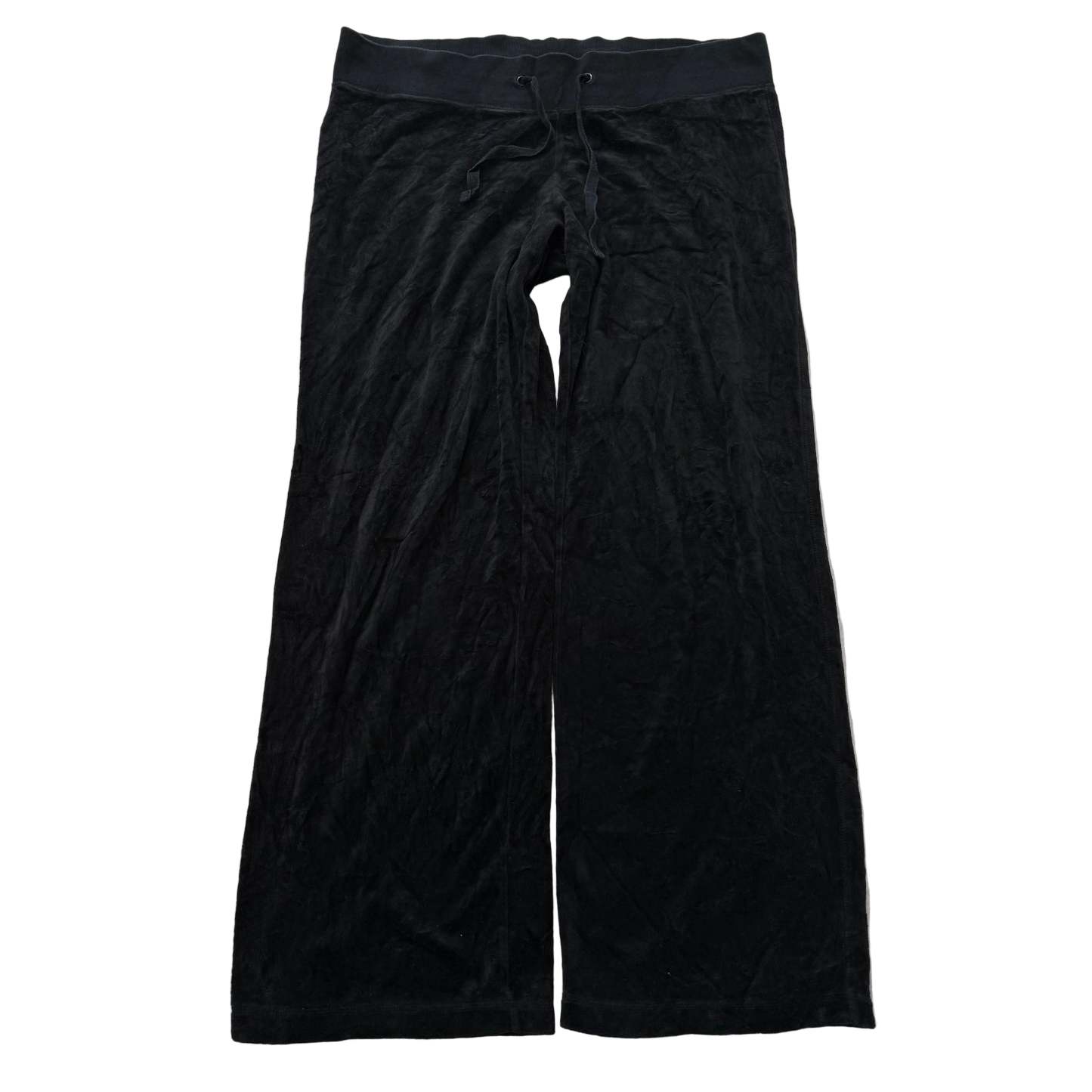 Vintage Juicy Couture Women's Black Velour Flared Wide Leg Track Pant Y2K Size L-Coordom