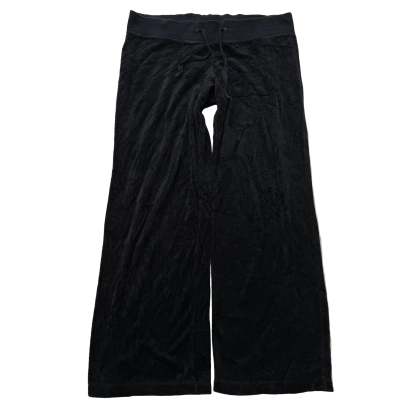 Vintage Juicy Couture Women's Black Velour Flared Wide Leg Track Pant Y2K Size L-Coordom
