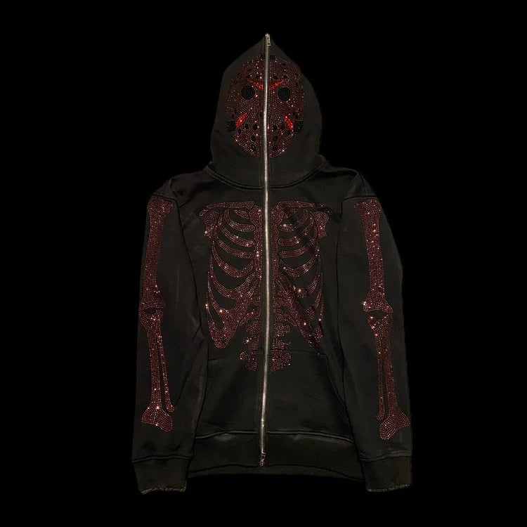 Rhinestone Skull Sweatshirt-Coordom