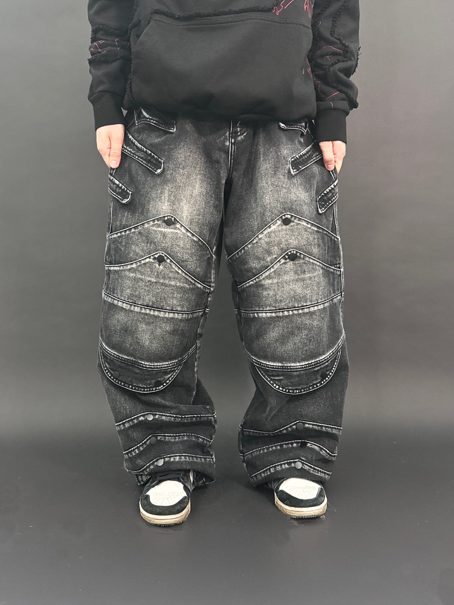 "WINTER ARMOR" Black Cargo Pants-Coordom