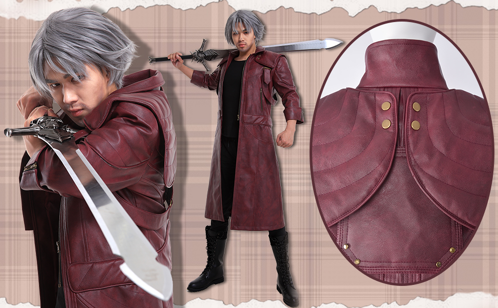 Crimson Devil Hunter Leather Long Coat | Devil May Cry Streetwear Jacket-Coordom