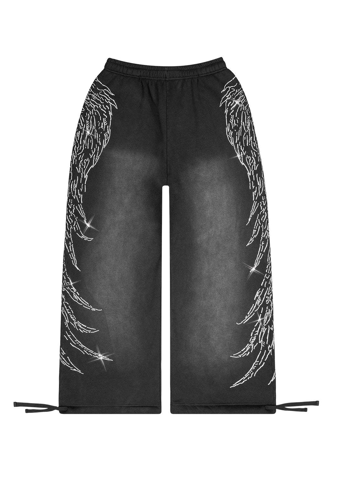 FALLEN RHINESTONE OVERSIZED SWEATPANTS WASHED BLACK-Coordom