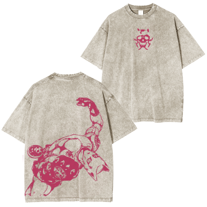 Jojo's Bizarre Adventure Killer Queen Vintage Unisex Washed T-Shirt-Coordom