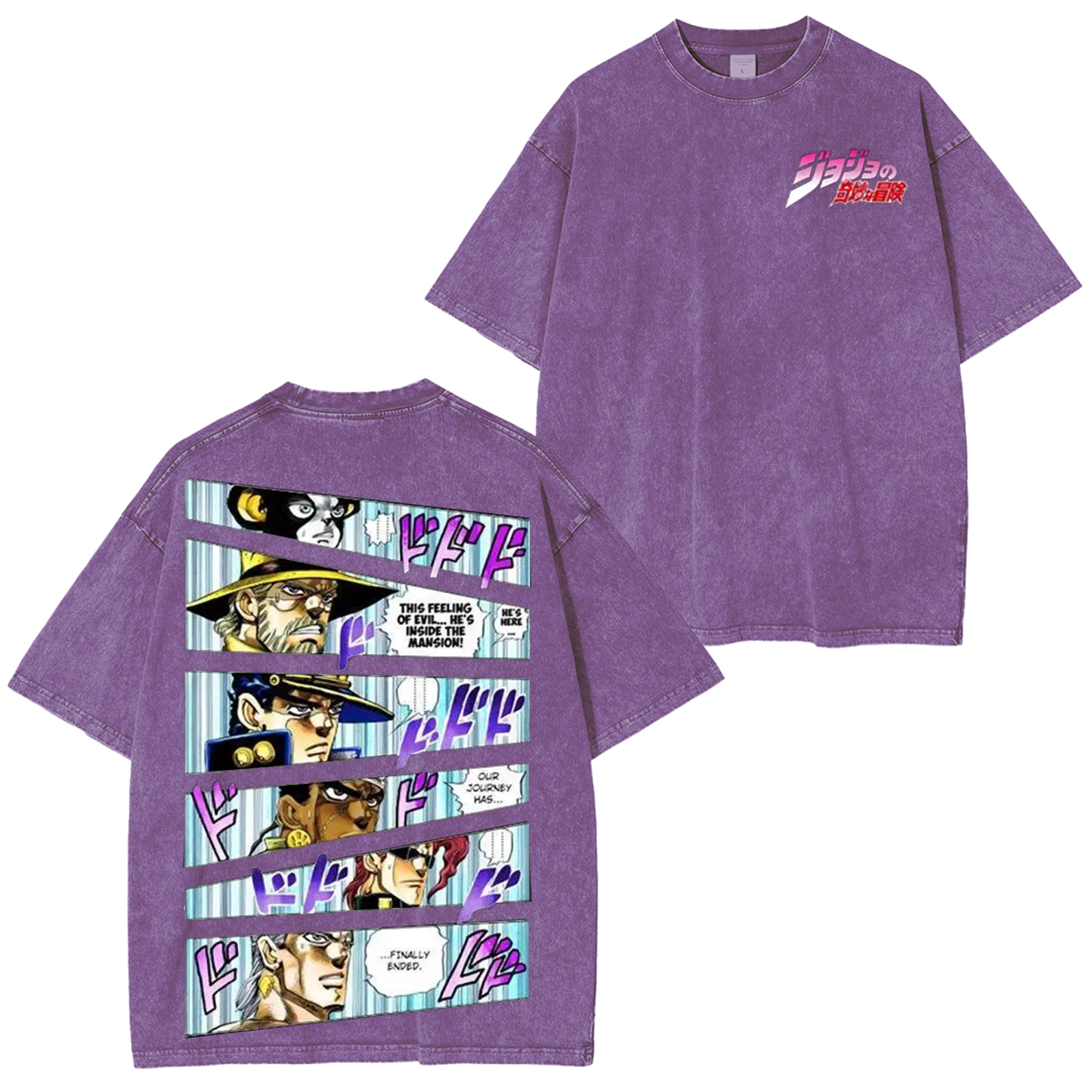 Japanese Anime Jojo Bizarre Adventure Vintage Unisex Washed T-Shirt-Coordom