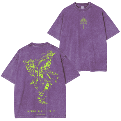 JoJo's Bizarre Adventure Vintage Unisex Washed T-Shirt-Coordom