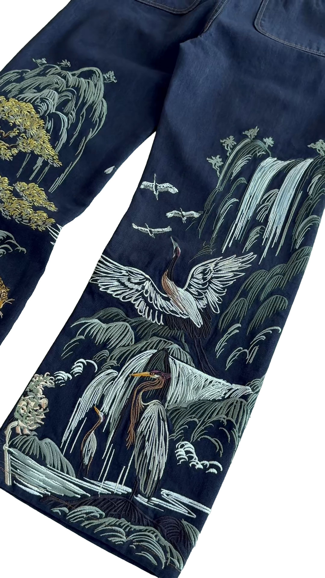 Edo Landscape Embroidered Wide-Leg Jeans-Coordom