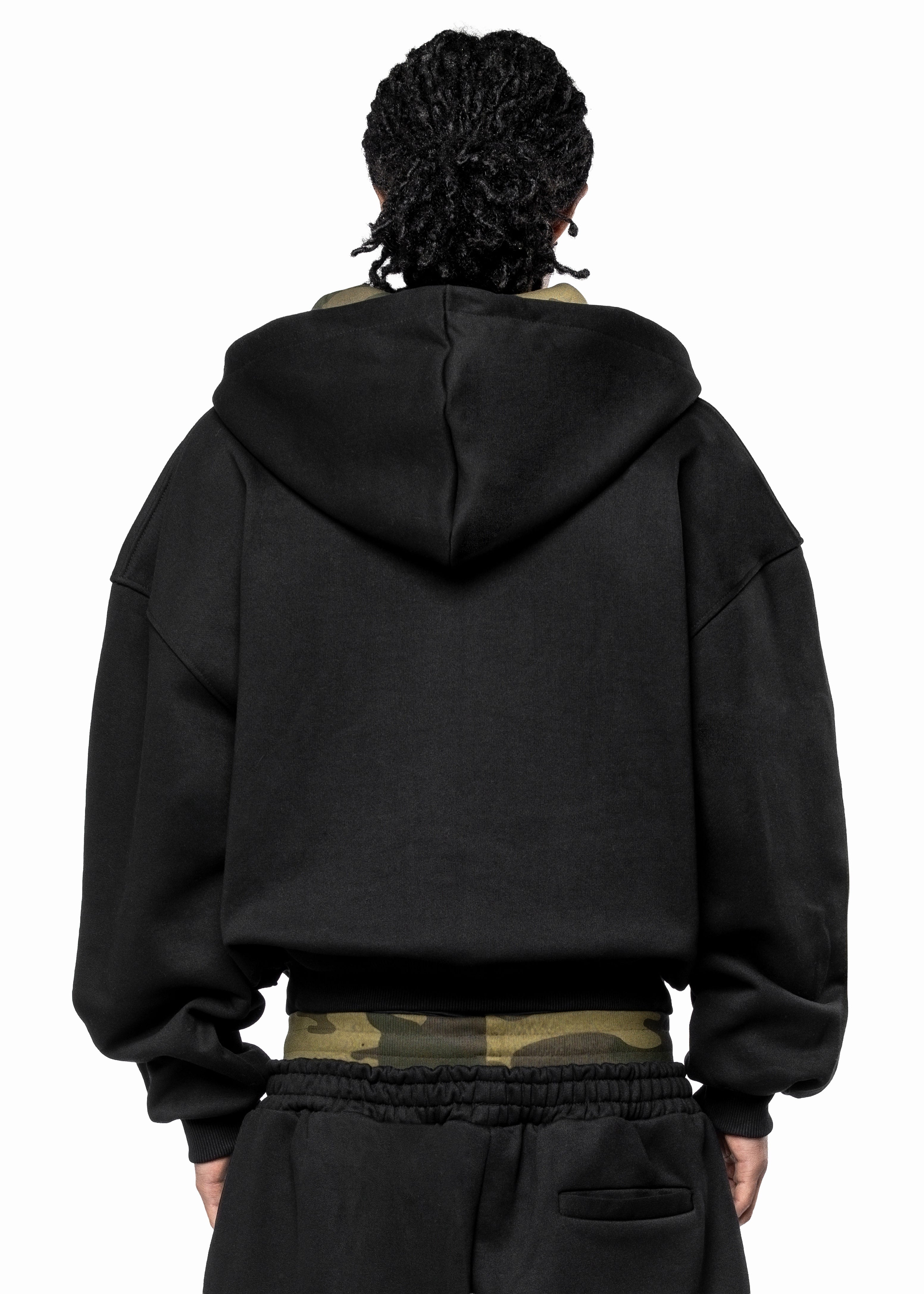 BLACK CAMO ZIP HOODIE