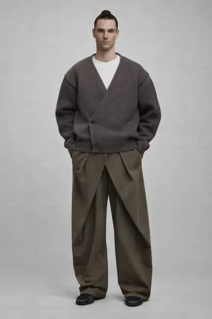 BARREL-SHAPED PLEATED PANTS-Coordom