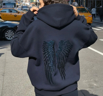 Hoodie with angel wings and glitter-Coordom