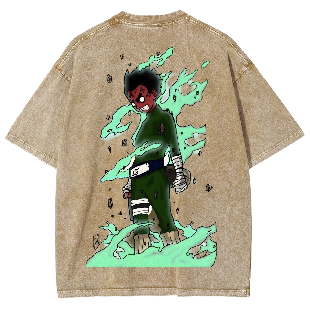 Naruto Rock Lee Unisex Fit Washed T-Shirt 2504005187-Coordom