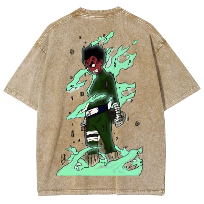 Naruto Rock Lee Unisex Fit Washed T-Shirt 2504005187-Coordom