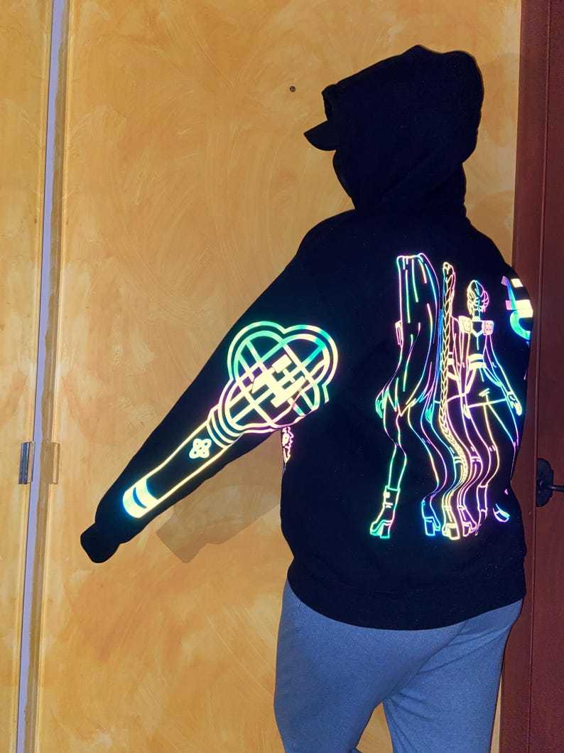 Huntr.x Rainbow Reflective Hoodie, loose fitting nighttime riding garment pullover-Coordom