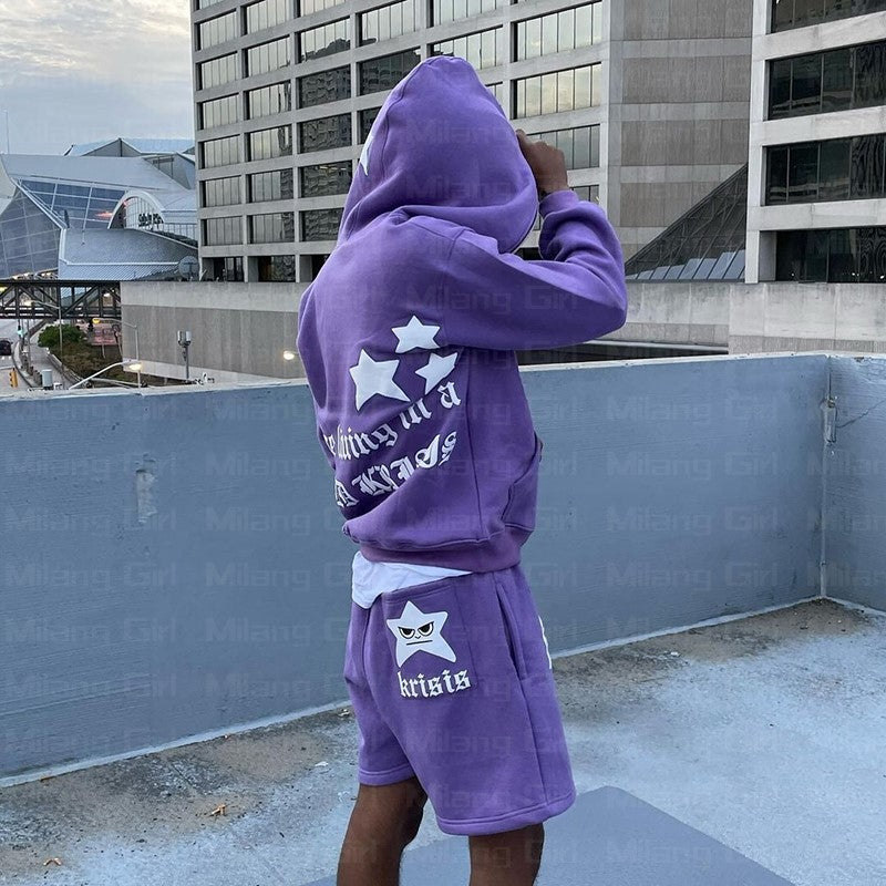 Zip Hoodie Stars Print goth Punk Sweatshirt Men's hoodies Sport Coat-Coordom