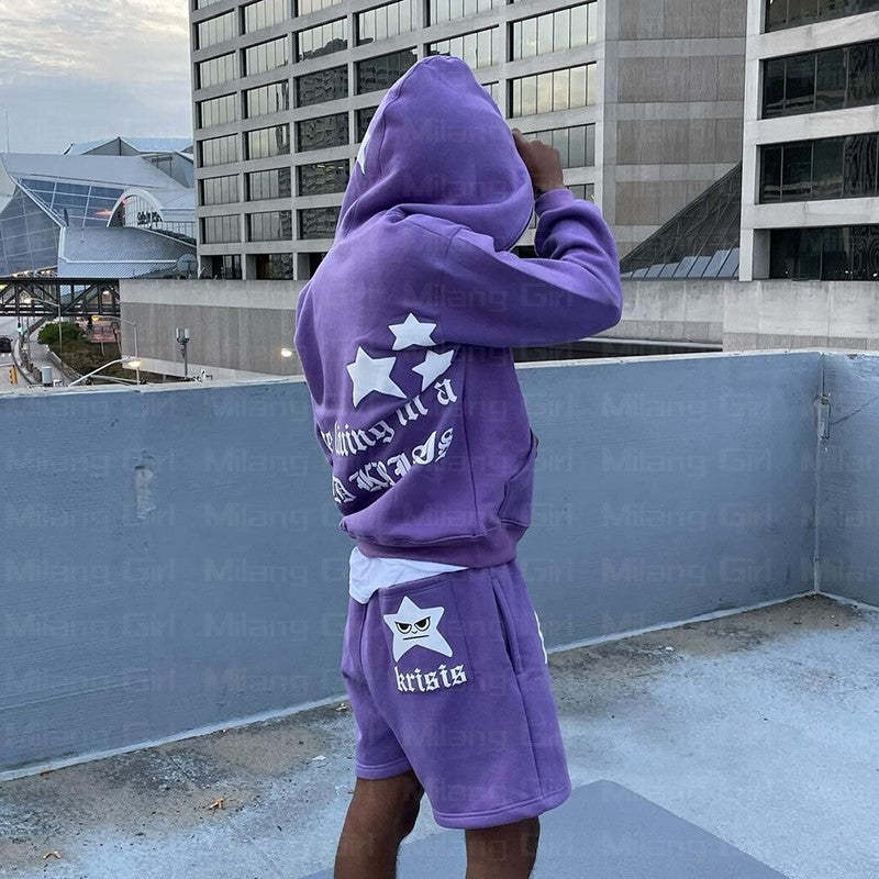 Zip Hoodie Stars Print goth Punk Sweatshirt Men's hoodies Sport Coat-Coordom