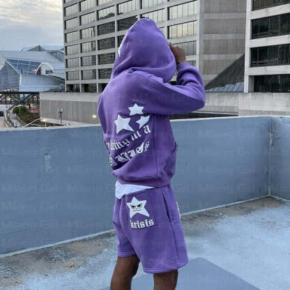 Zip Hoodie Stars Print goth Punk Sweatshirt Men's hoodies Sport Coat-Coordom