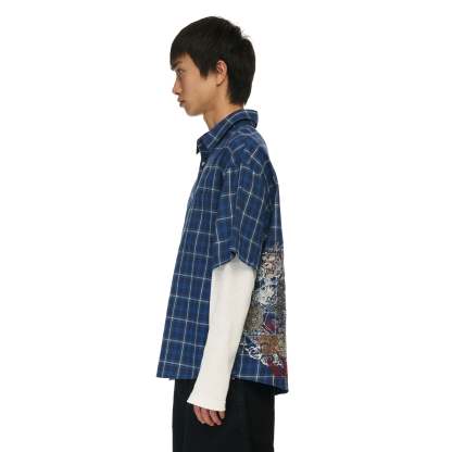 "yakuza" layered Shirt navy-Coordom