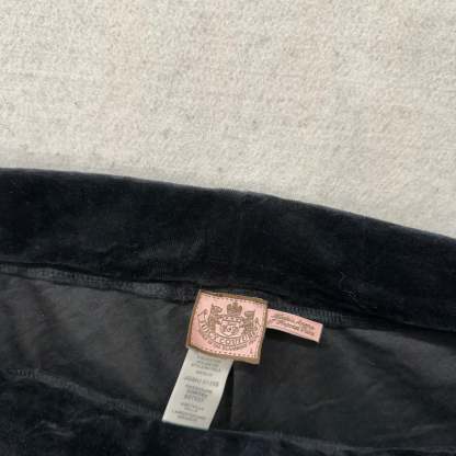 Juicy Couture Jet Black Velour Tracksuit Set Zip Up Hoodie & Flared Pant Size L-Coordom