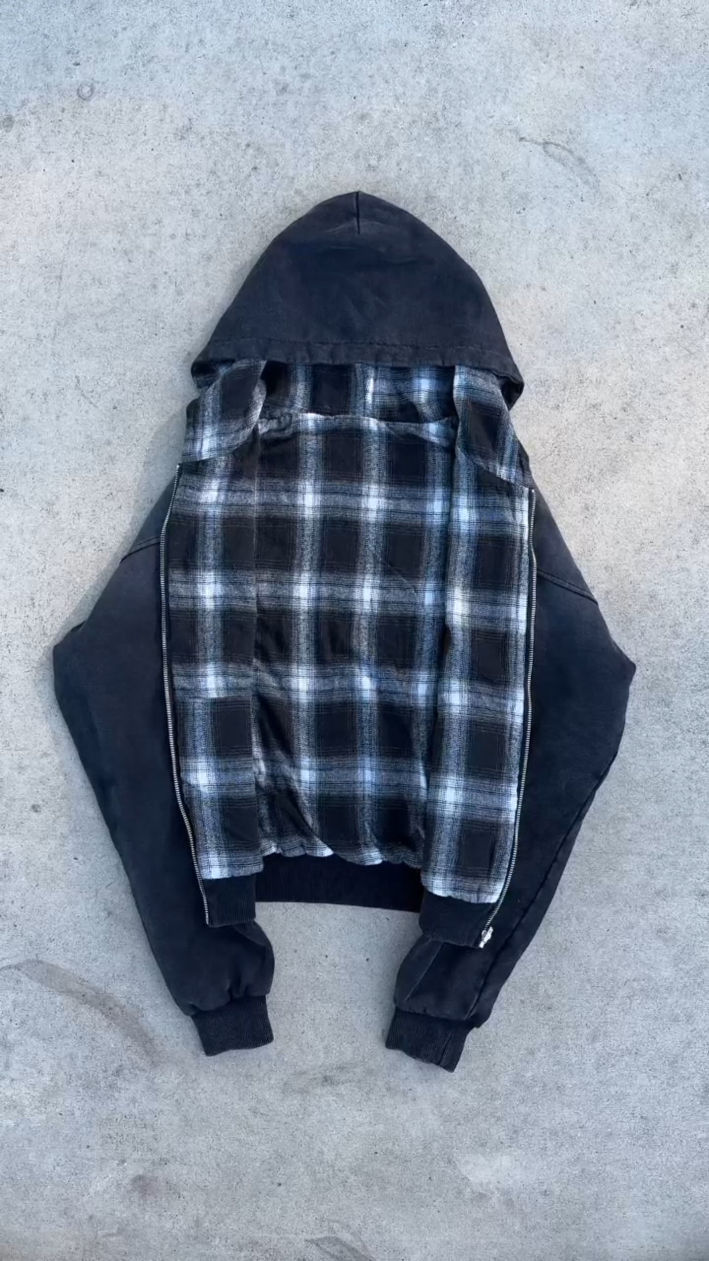REVERSIBLE PLAID ZIP HOODIE|Streetwear Oversized Vintage Casual Wear-Coordom