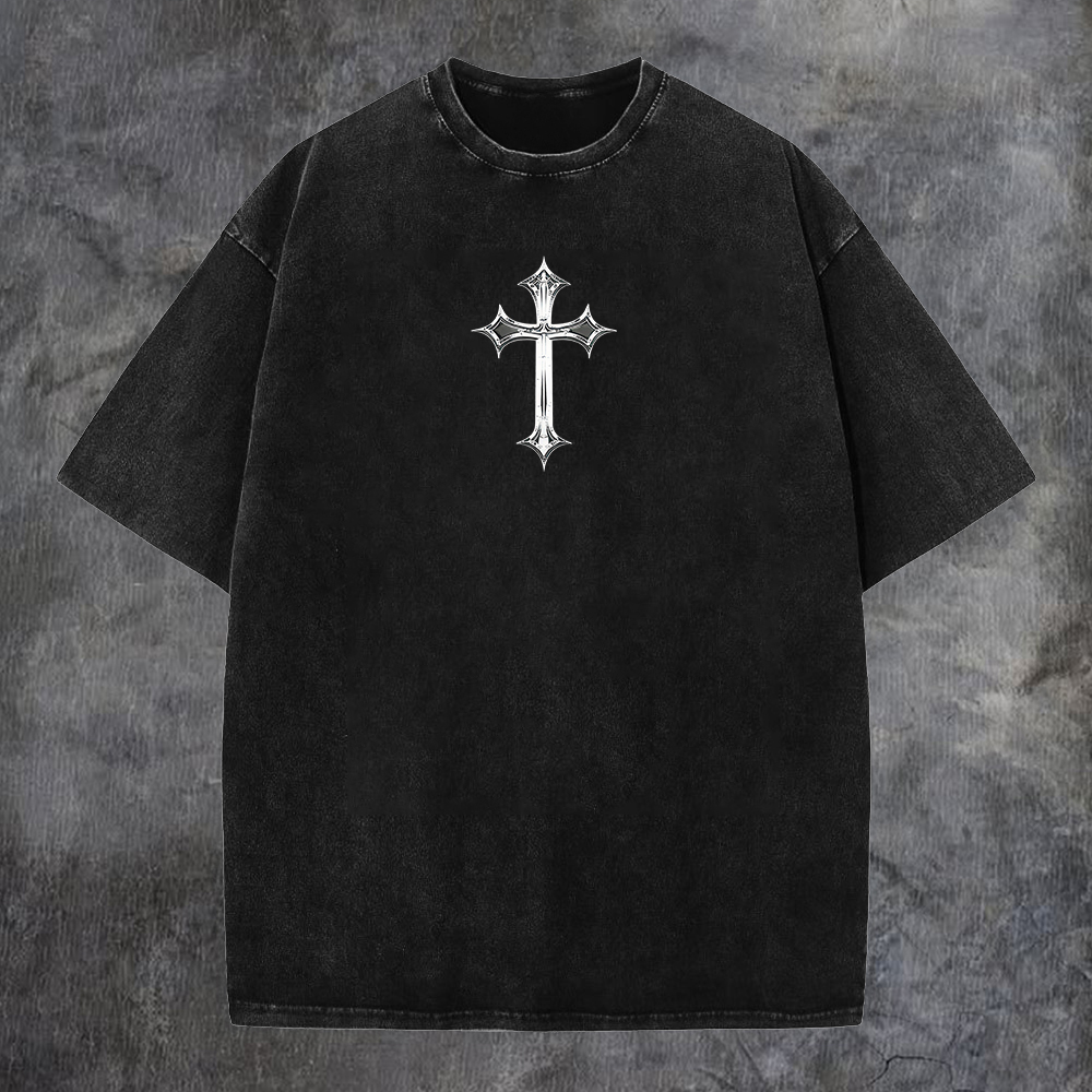 Crown Of Thorns Portrait Washed T-Shirt-Coordom