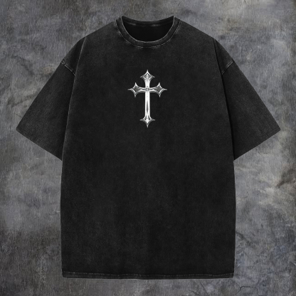 Crown Of Thorns Portrait Washed T-Shirt-Coordom