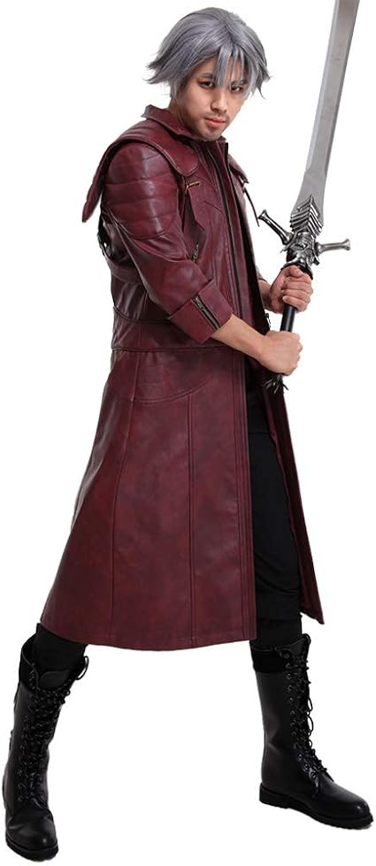 Crimson Devil Hunter Leather Long Coat | Devil May Cry Streetwear Jacket-Coordom