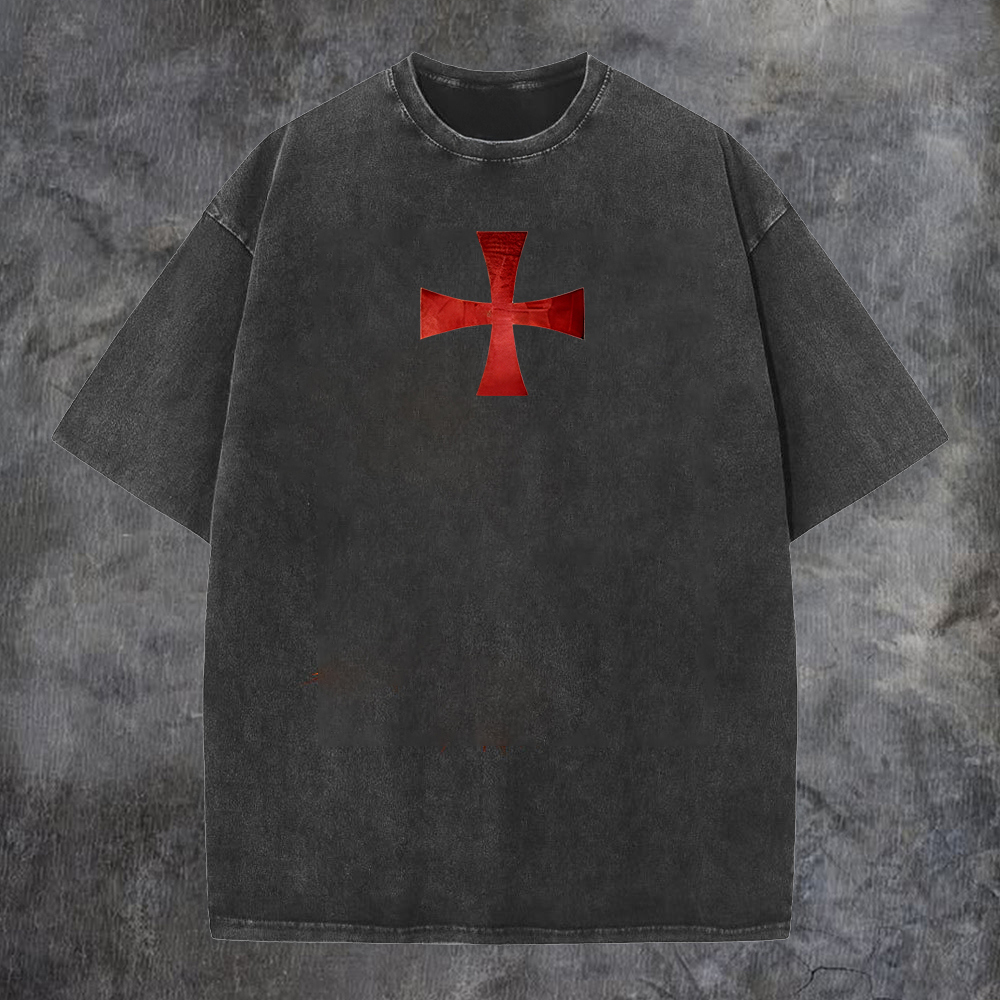Knight Templar Printed Men's Washed Tee-Coordom