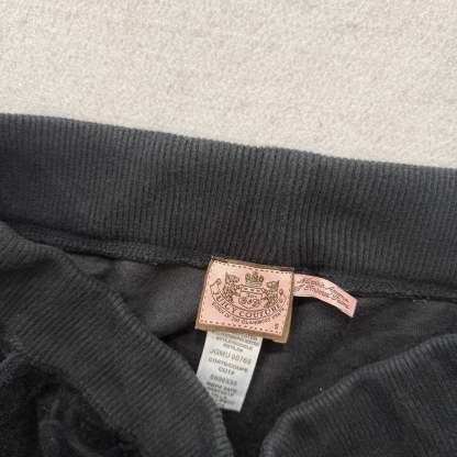 Vintage Juicy Couture Black Velour Tracksuit Set Zip Up Hoodie & Pant Y2K Size S-Coordom