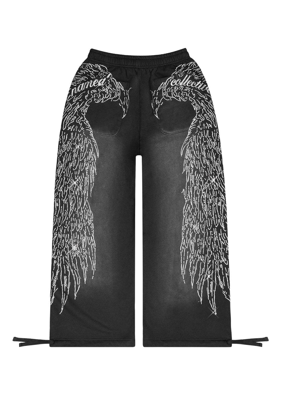 FALLEN RHINESTONE OVERSIZED SWEATPANTS WASHED BLACK-Coordom