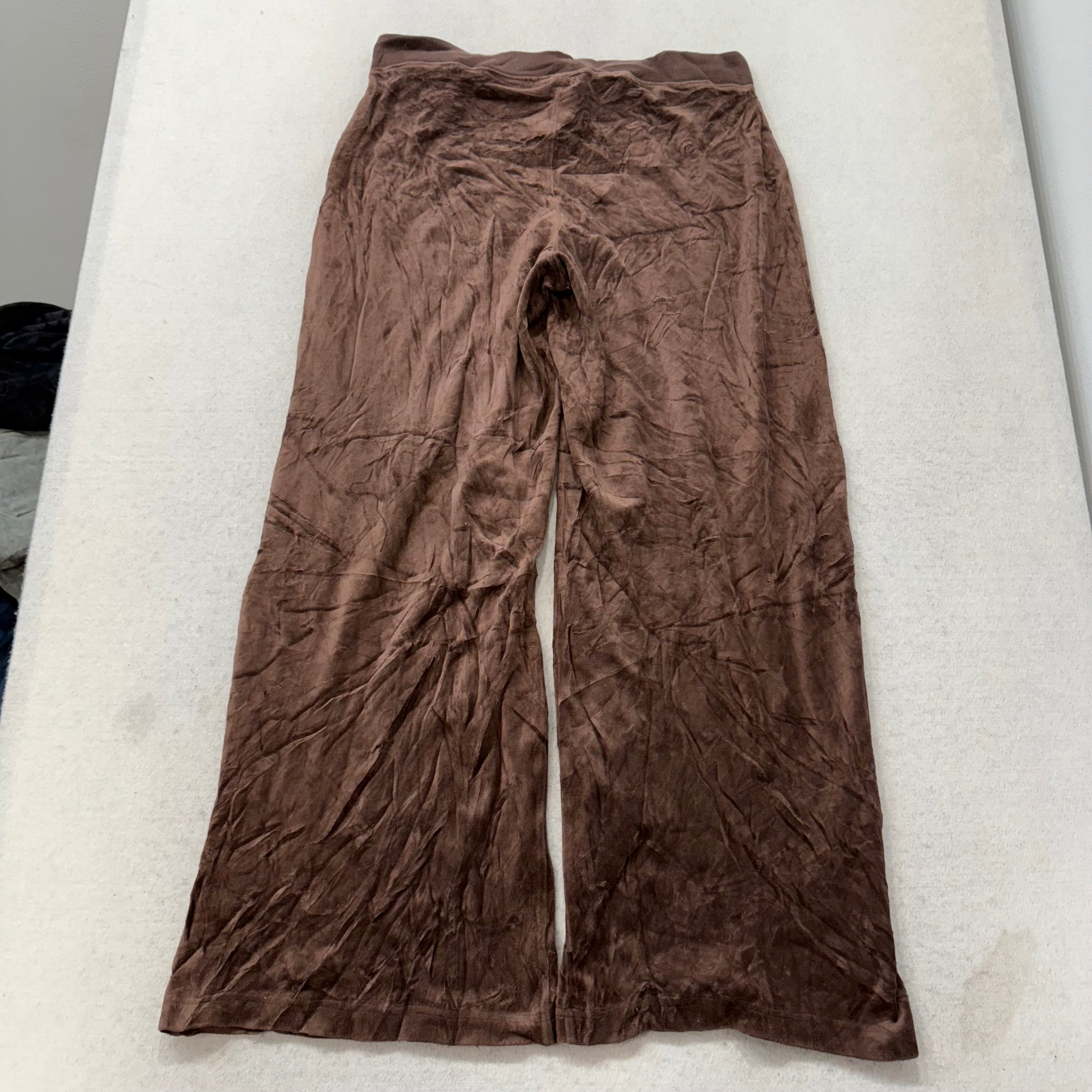 Juicy Couture Women's Brown Velour Flared Wide Leg Track Pant Loungewear Size M-Coordom