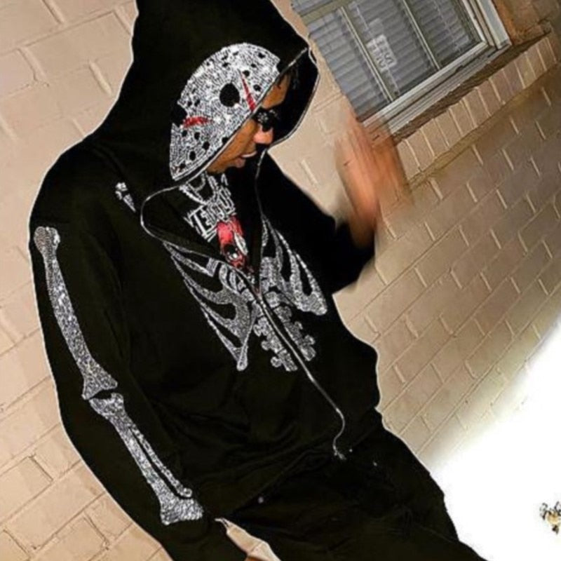 Rhinestone Skull Sweatshirt-Coordom