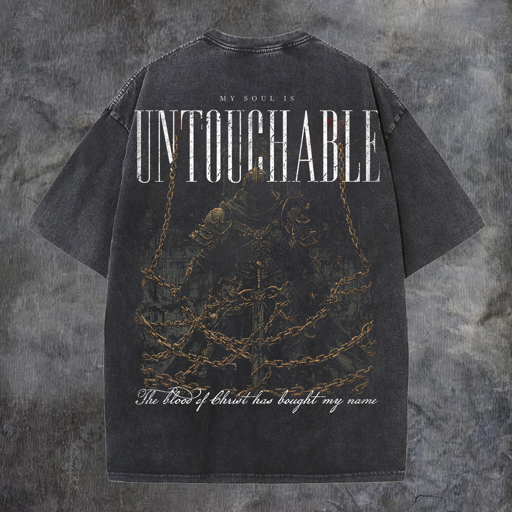 My Soul Is Untouchable The Blood Of Christ Has Bought My Name Printed Men's Washed Tee-Coordom