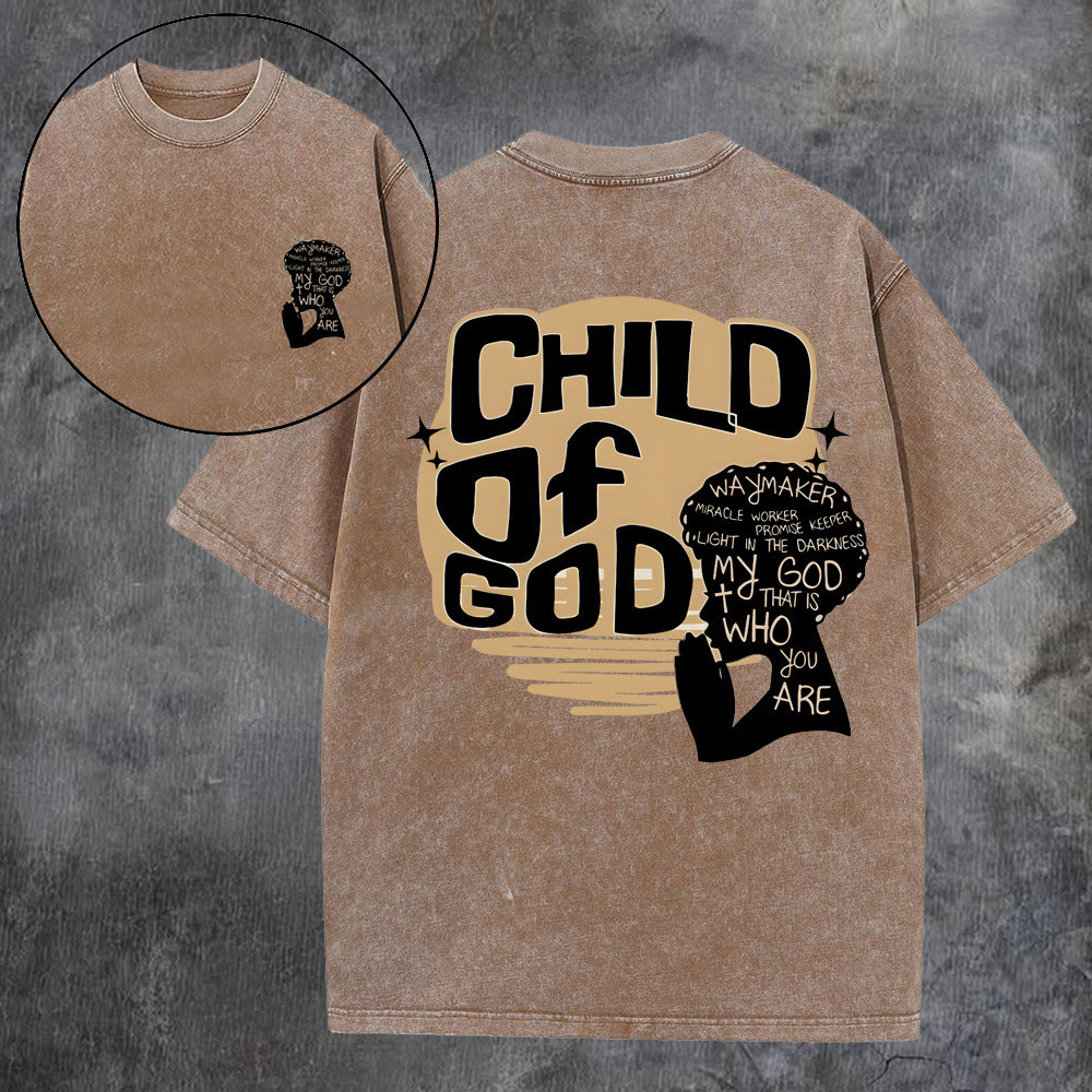 Child Of God Printed Men's Washed Tee-Coordom
