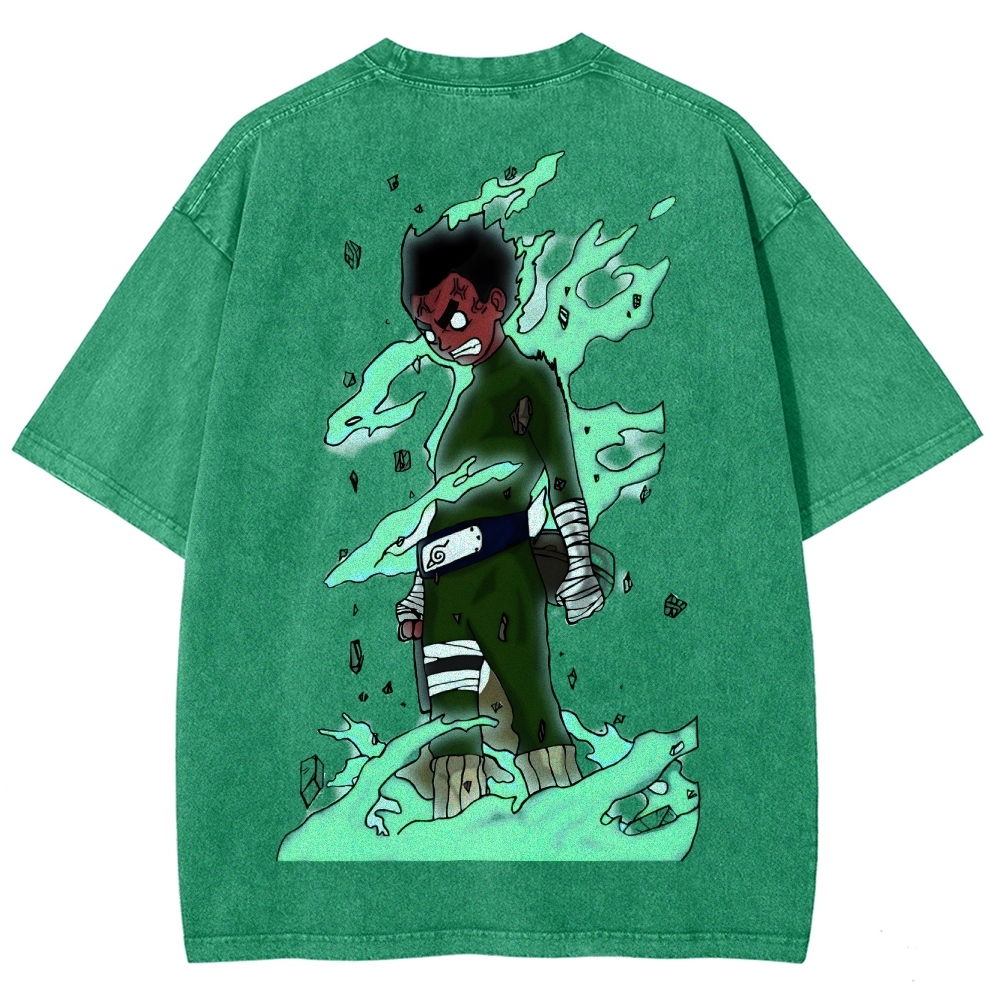 Naruto Rock Lee Unisex Fit Washed T-Shirt 2504005187-Coordom