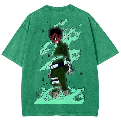 Naruto Rock Lee Unisex Fit Washed T-Shirt 2504005187-Coordom