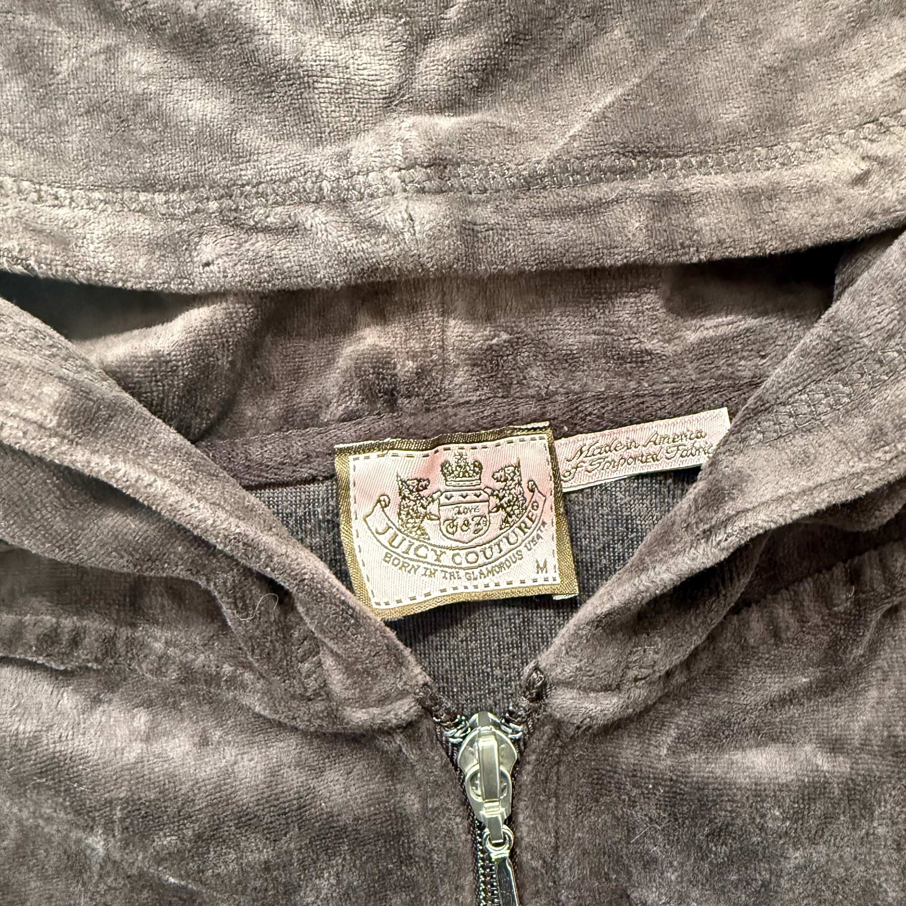 Juicy Couture Brown Velour Tracksuit Set Zip Up Hoodie & Flared Pant Logo Size M-Coordom