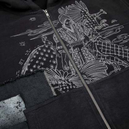"sashiko" Zip Up black-Coordom