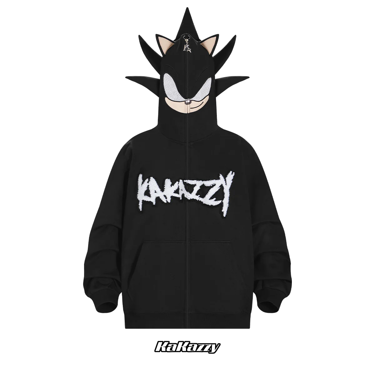 Street style Y2K pattern Full Zip Hoodie Black（Eyes Can See）-Coordom