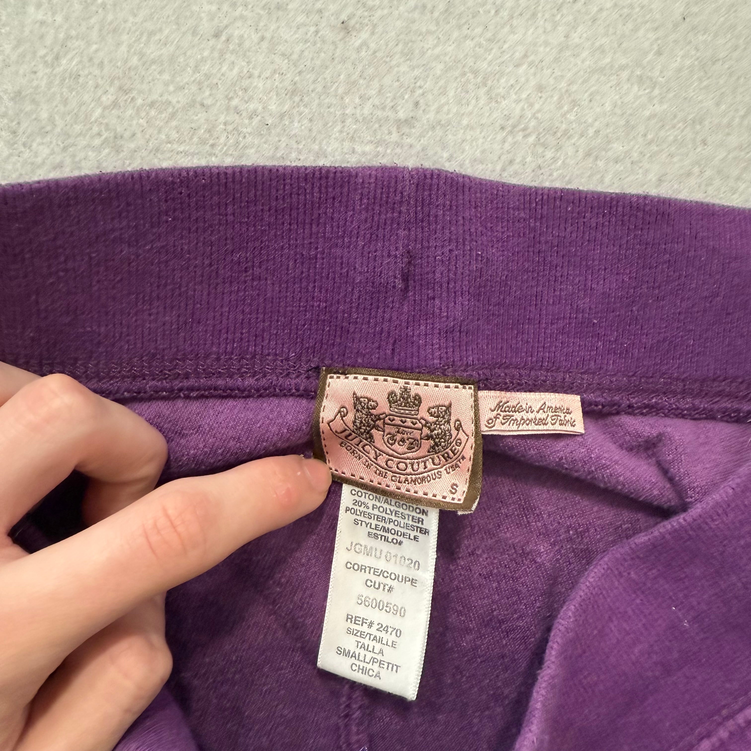 Juicy Couture Plum Velour Tracksuit Set Zip Up Hoodie & Flared Pants Y2K Size S-Coordom