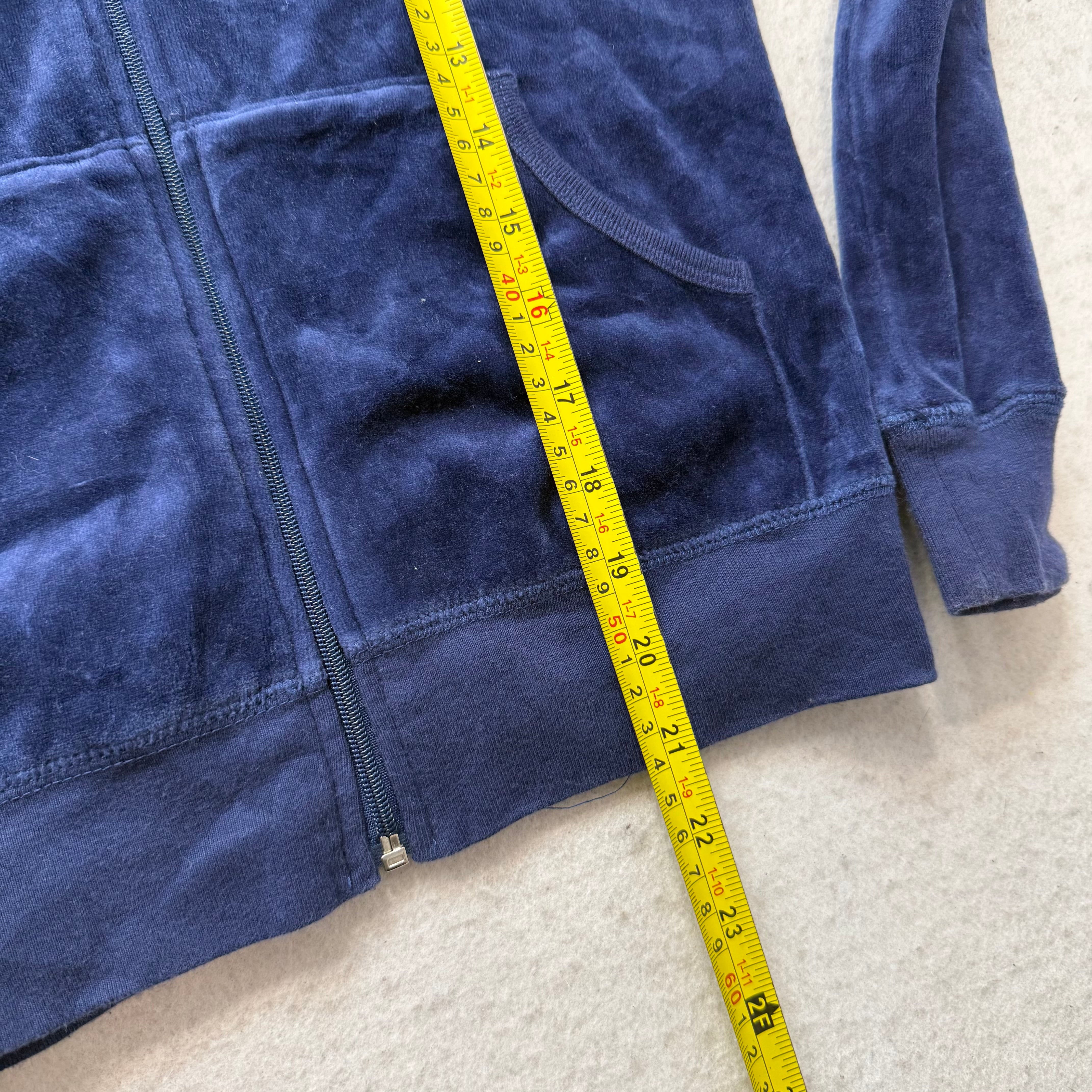 Vintage Juicy Couture Scottie Dogs Women's Navy Velour Hoodie Rhinestone Size S-Coordom