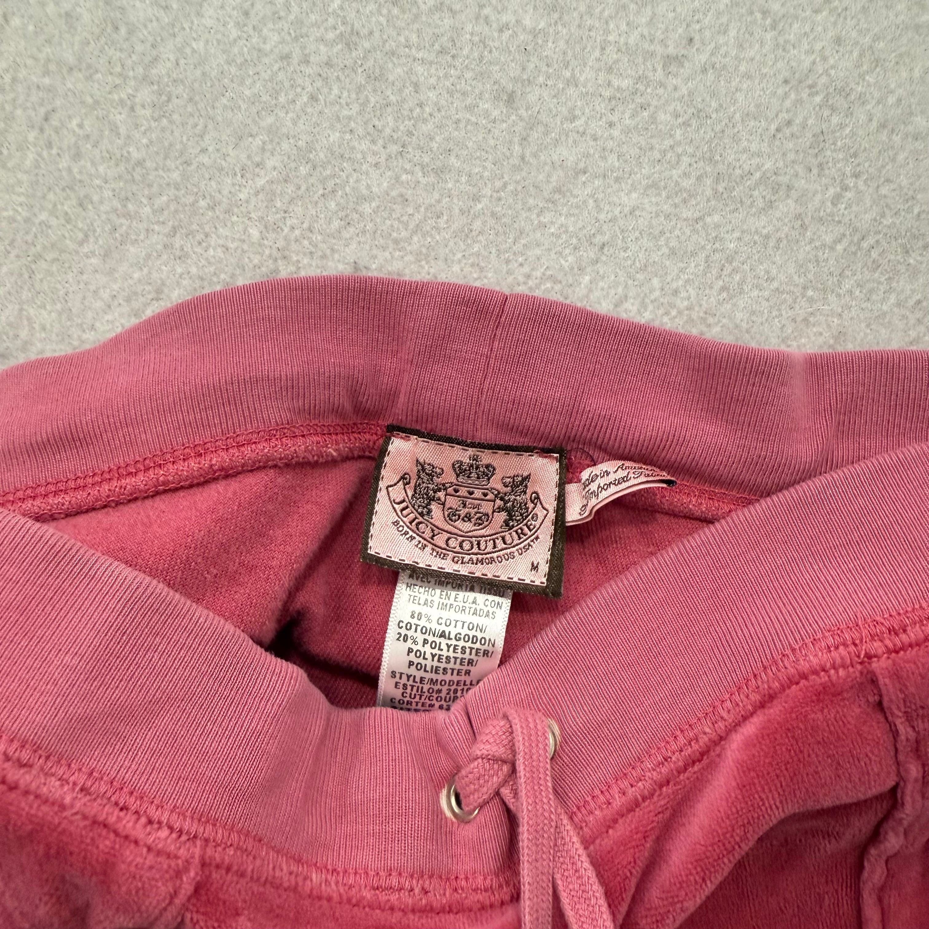 Juicy Couture Deep Rose Velour Tracksuit Set Zip Up Hoodie & Flared Pant Size M-Coordom