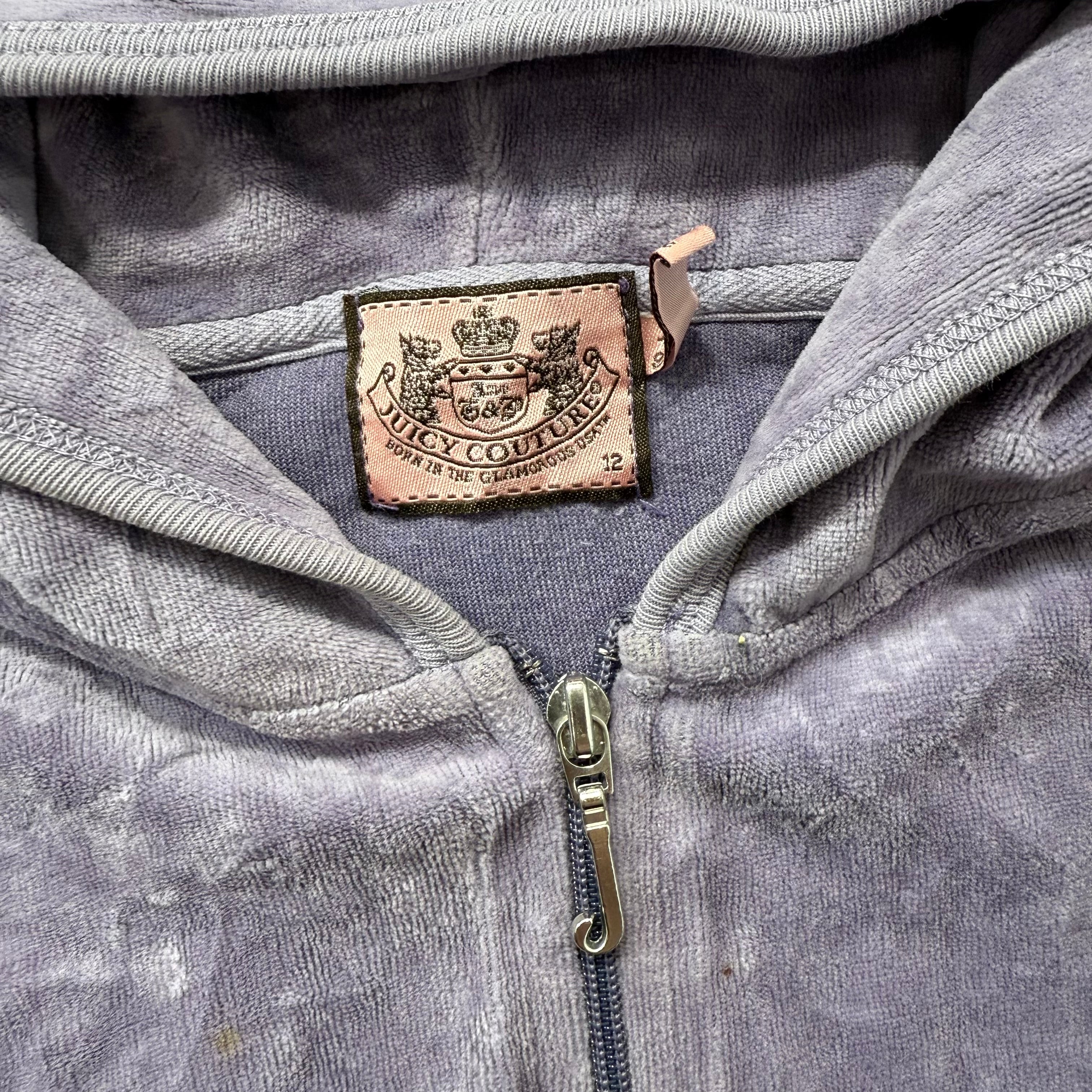 Juicy Couture All Hail Juicy Women's Lavender Velour Zip-Up Hoodie Y2k Size 12-Coordom