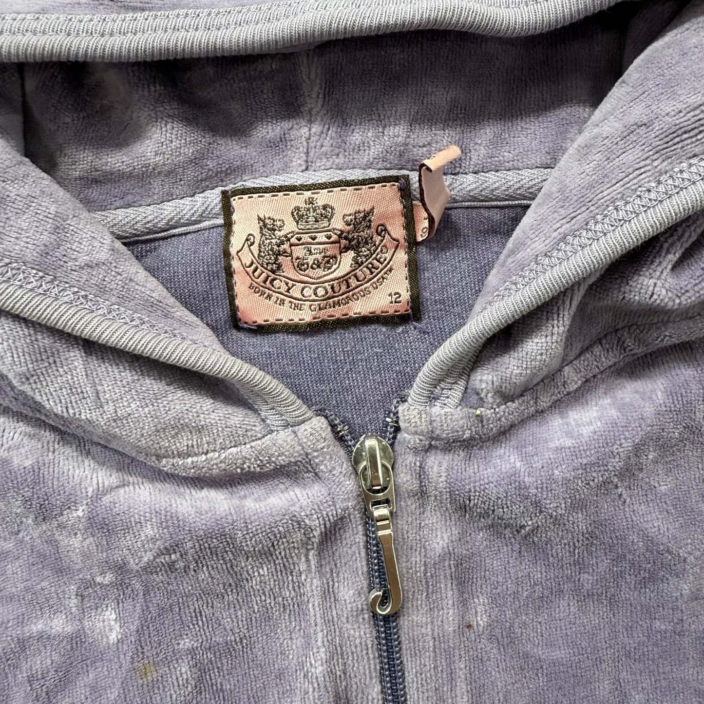 Juicy Couture All Hail Juicy Women's Lavender Velour Zip-Up Hoodie Y2k Size 12-Coordom