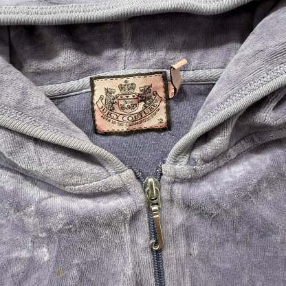 Juicy Couture All Hail Juicy Women's Lavender Velour Zip-Up Hoodie Y2k Size 12-Coordom