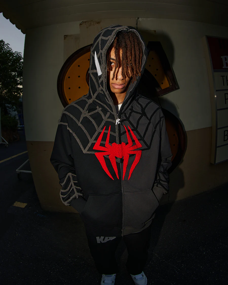 Street style Y2K pattern Full Zip Hoodie Black And DarkGray（Eyes Can See）-Coordom