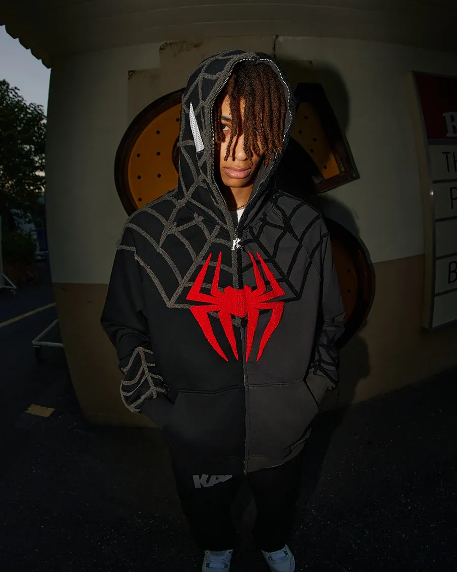 Street style Y2K pattern Full Zip Hoodie Black And DarkGray（Eyes Can See）-Coordom