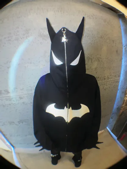 Street style Y2K pattern Full Zip Hoodie Black（Eyes Can See）-Coordom