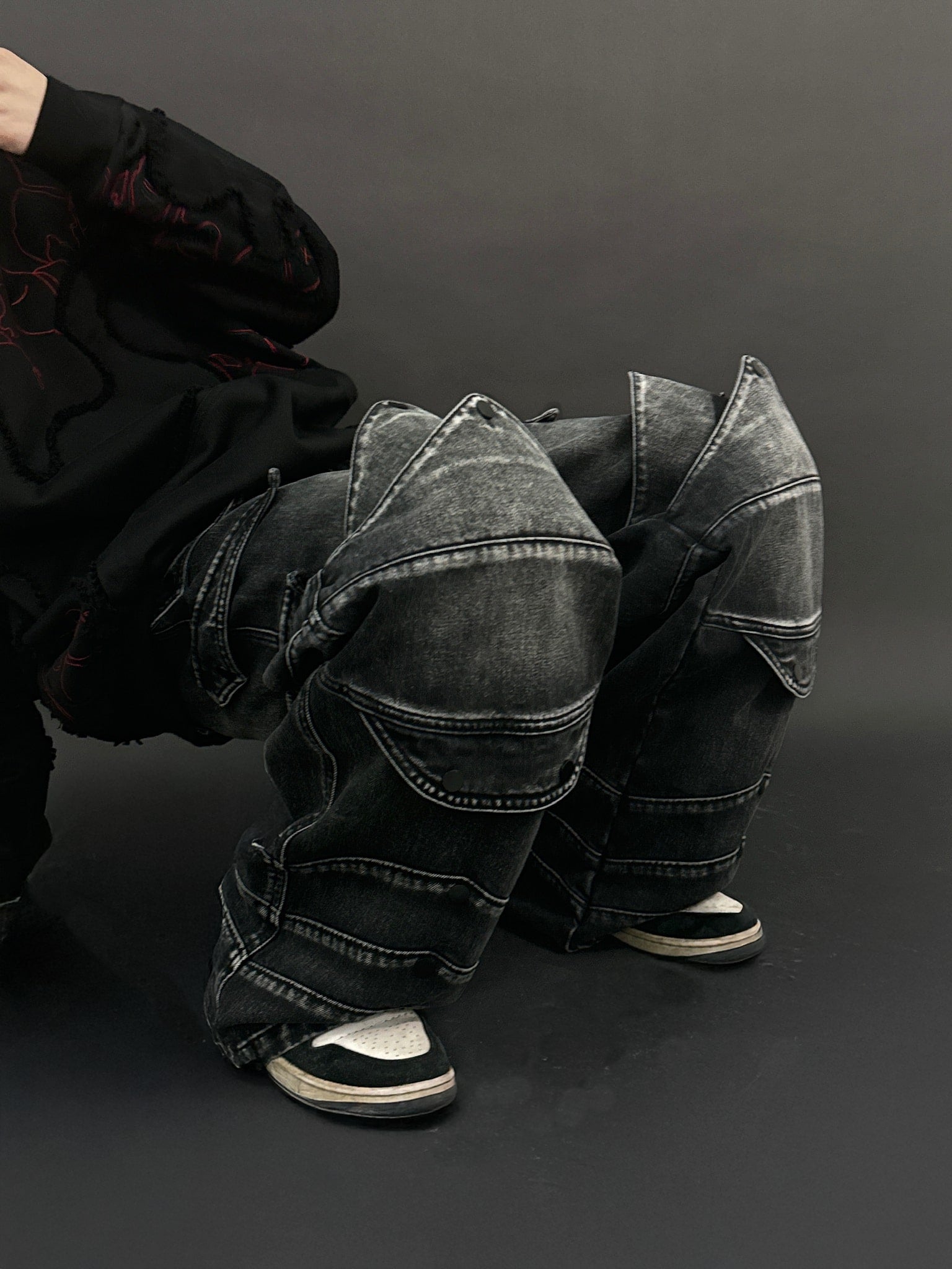 "WINTER ARMOR" Black Cargo Pants-Coordom