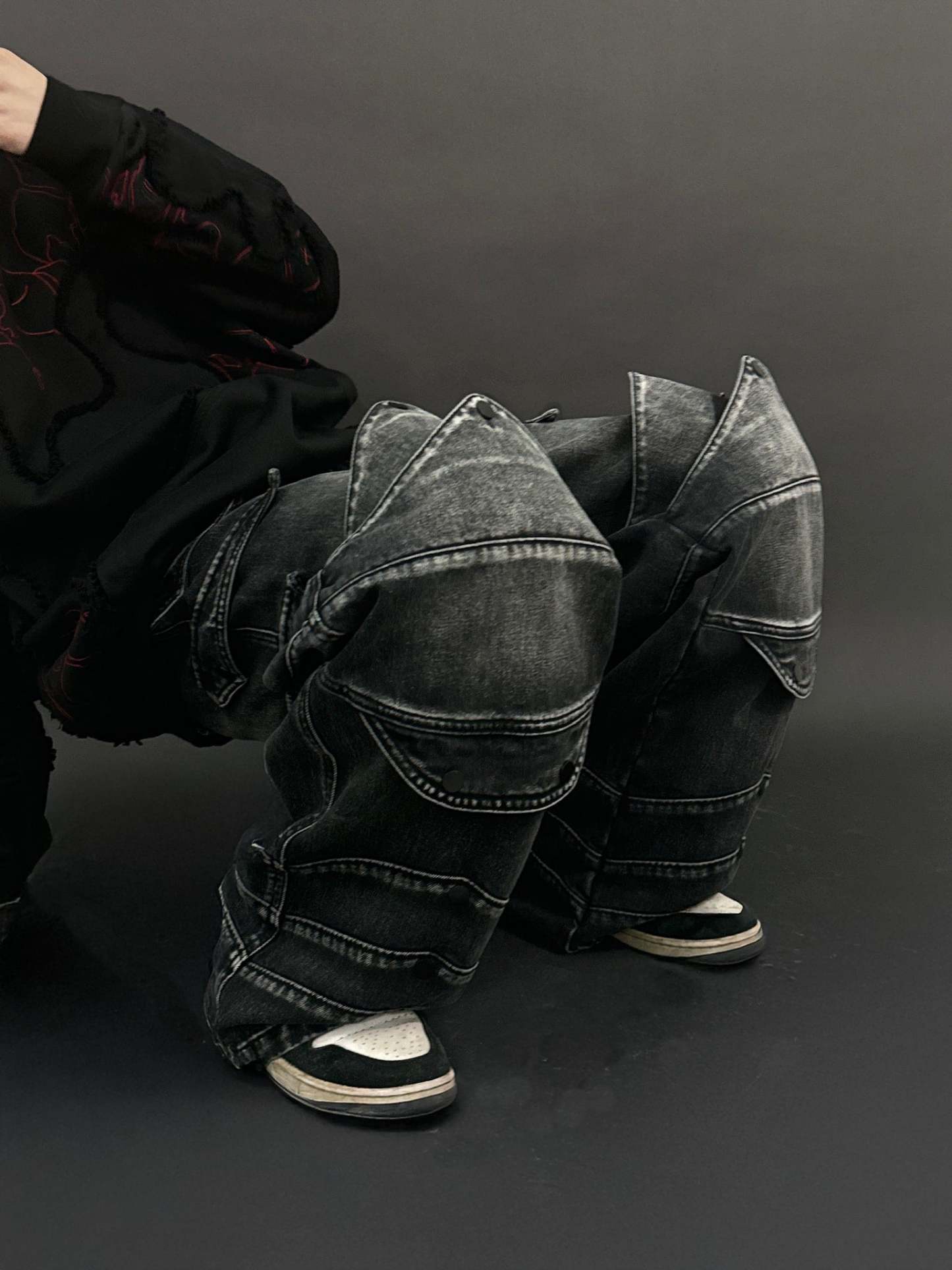 "WINTER ARMOR" Black Cargo Pants-Coordom